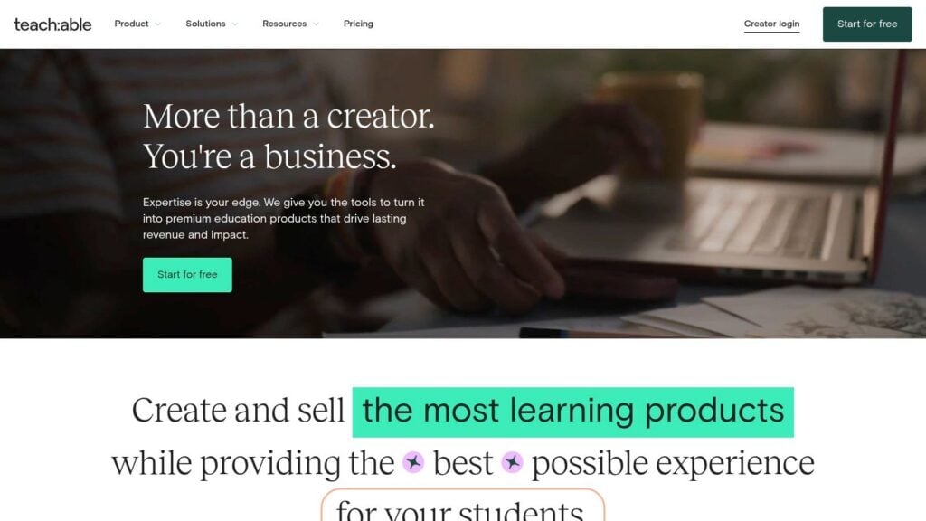Teachable homepage