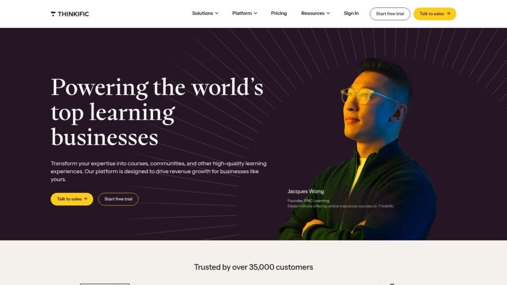 Thinkific homepage