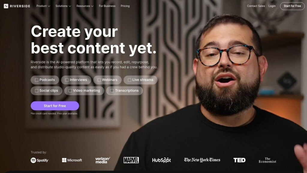 Riverside's interface showing a video being edited with text-based tools and styling options for captions.