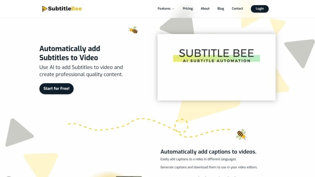 SubtitleBee's interface showing a video with generated subtitles ready for editing and styling.